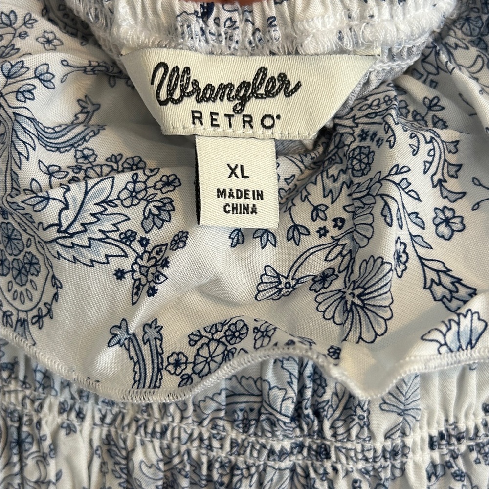 Smocked Ruffle Neck Blue Paisley Sundress - Picture 5 of 6